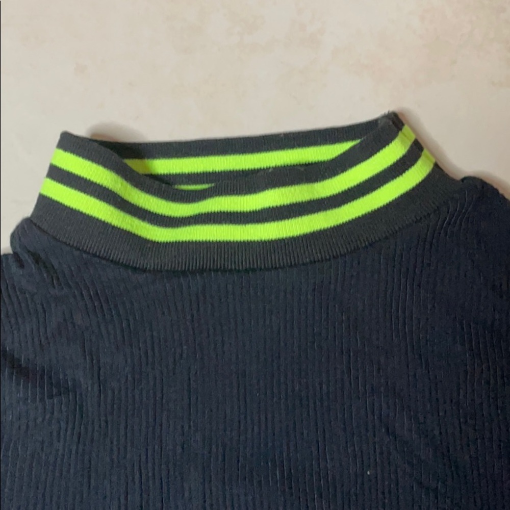 Green Neon Stripped Mini Ribbed Dress - Picture 4 of 4